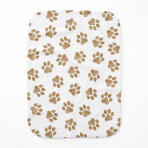 Doodle Paws, Dog Paws, Orange Gold Paws Baby Burp Cloth