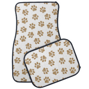 Doodle Paws, Dog Paws, Orange Gold Paws Car Floor Mat