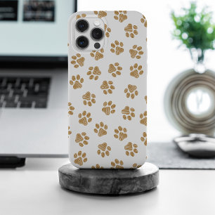 Doodle Paws, Dog Paws, Orange Gold Paws iPhone 15 Pro Max Case