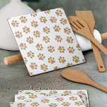 Doodle Paws, Dog Paws, Orange Gold Paws Ceramic Tile
