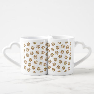 Doodle Paws, Dog Paws, Orange Gold Paws Coffee Mug Set