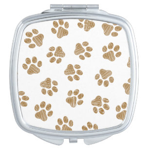 Doodle Paws, Dog Paws, Orange Gold Paws Compact Mirror