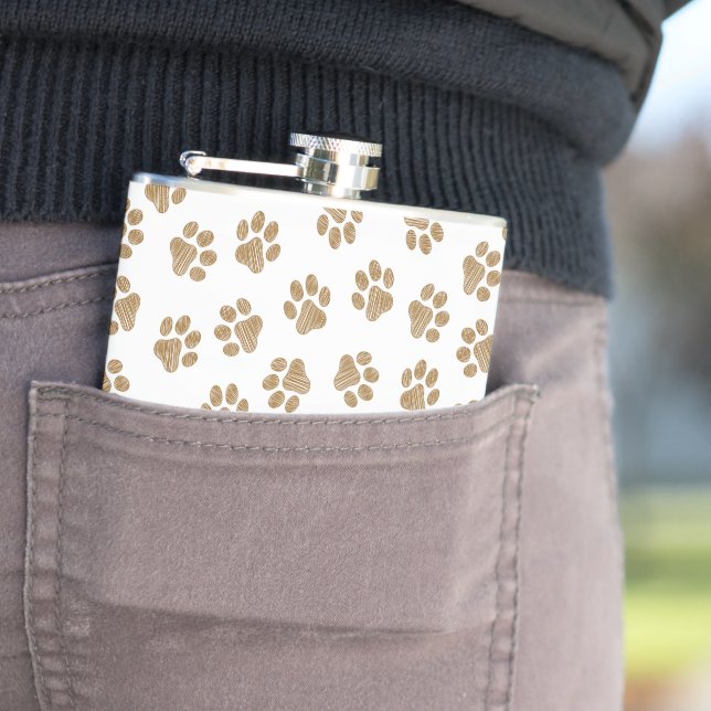 Doodle Paws, Dog Paws, Orange Gold Paws Flask (In Situ)