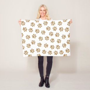 Doodle Paws, Dog Paws, Orange Gold Paws Fleece Blanket