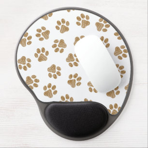 Doodle Paws, Dog Paws, Orange Gold Paws Gel Mouse Pad