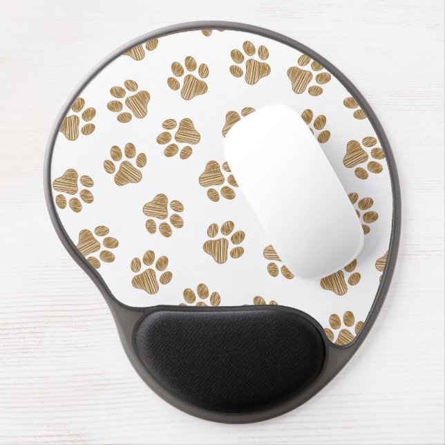 Doodle Paws, Dog Paws, Orange Gold Paws Gel Mouse Pad (Left Side)