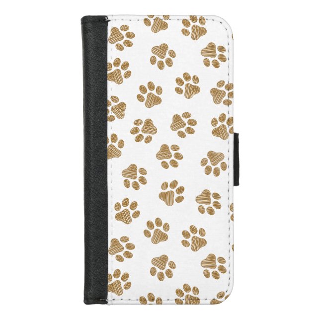 Doodle Paws, Dog Paws, Orange Gold Paws iPhone Wallet Case (Front)