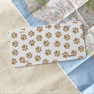 Doodle Paws, Dog Paws, Orange Gold Paws License Plate
