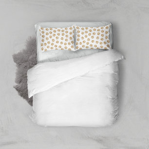 Doodle Paws, Dog Paws, Orange Gold Paws Pillow Case
