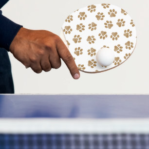 Doodle Paws, Dog Paws, Orange Gold Paws Ping Pong Paddle