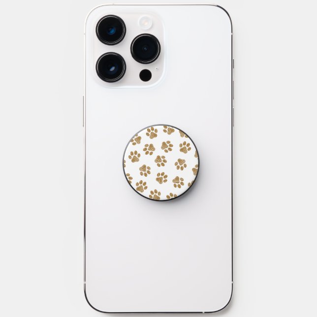 Doodle Paws, Dog Paws, Orange Gold Paws PopSocket (Front)