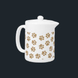 Doodle Paws, Dog Paws, Orange Gold Paws Teapot<br><div class="desc">Cute,  fun and adorable pattern with doodle paws in orange gold color on white background. Modern and trendy gift,  perfect for the dog lover in your life.</div>