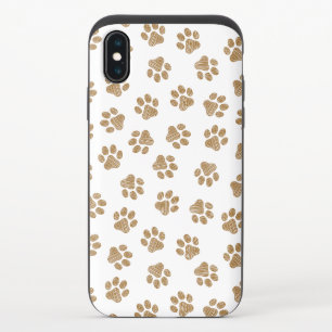 Doodle Paws, Dog Paws, Orange Gold Paws iPhone XS Slider Case