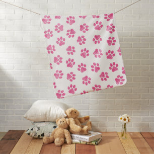 Doodle Paws, Dog Paws, Pink Paws Baby Blanket