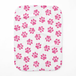 Doodle Paws, Dog Paws, Pink Paws Baby Burp Cloth