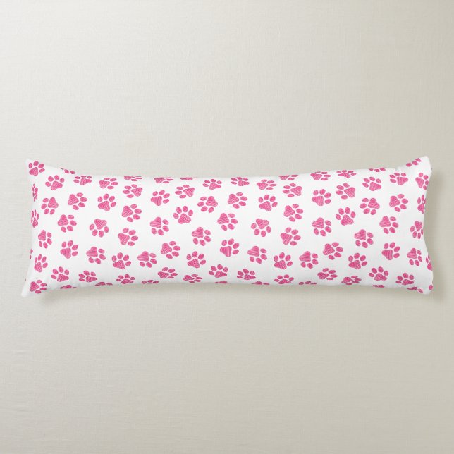 Doodle Paws, Dog Paws, Pink Paws Body Pillow (Front)