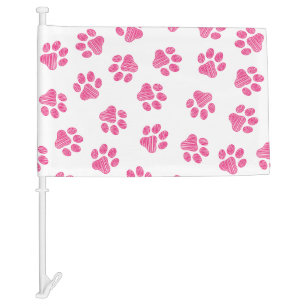 Doodle Paws, Dog Paws, Pink Paws Car Flag