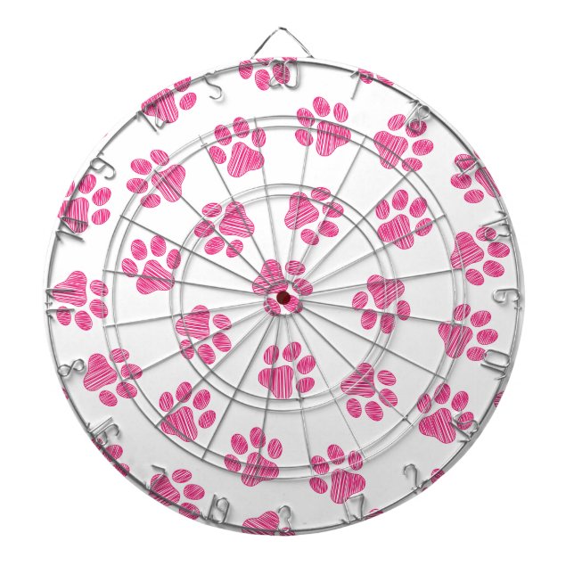 Doodle Paws, Dog Paws, Pink Paws Dart Board (Front)