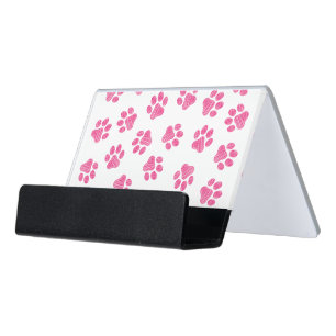 Doodle Paws, Dog Paws, Pink Paws Desk Business Card Holder