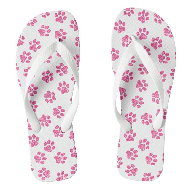 Doodle Paws, Dog Paws, Pink Paws Flip Flops (Footbed)