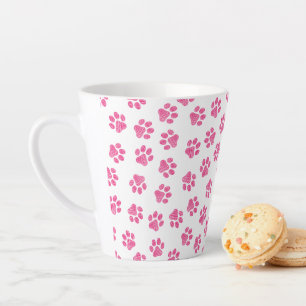 Doodle Paws, Dog Paws, Pink Paws Latte Mug