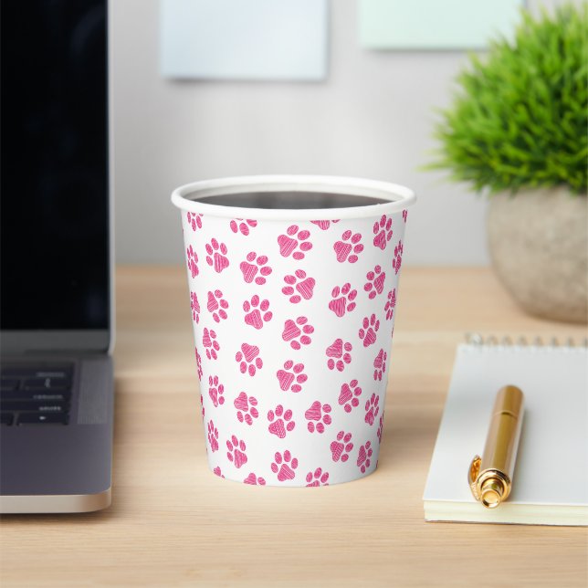 Doodle Paws, Dog Paws, Pink Paws Paper Cups (Insitu)