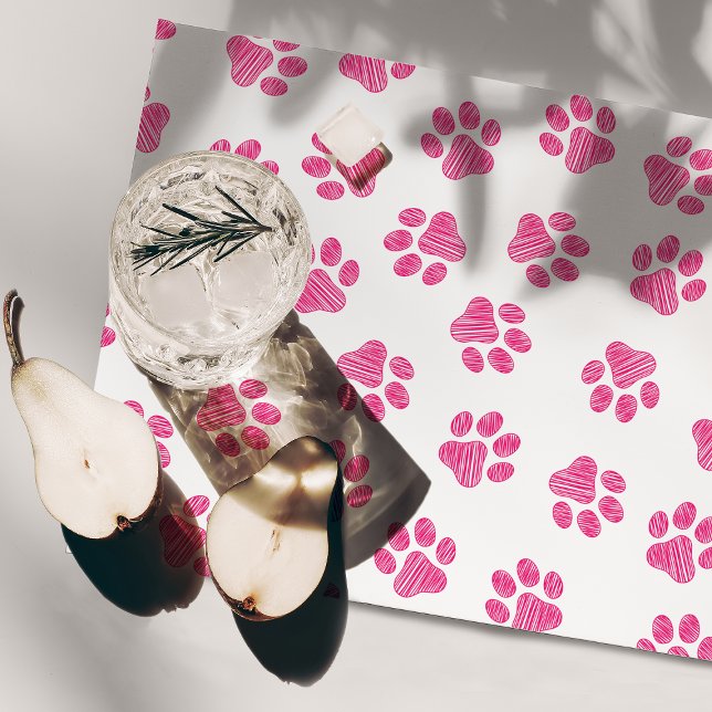 Doodle Paws, Dog Paws, Pink Paws Placemat (Creator Uploaded)