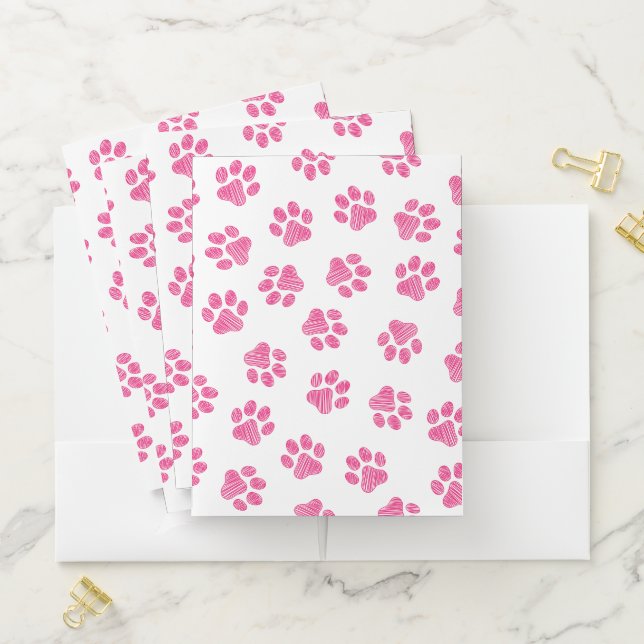 Doodle Paws, Dog Paws, Pink Paws Pocket Folder (In Situ)