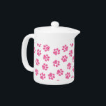 Doodle Paws, Dog Paws, Pink Paws Teapot<br><div class="desc">Cute,  fun and adorable pattern with doodle paws in pink color on white background. Modern and trendy gift,  perfect for the dog and cat lover in your life.</div>
