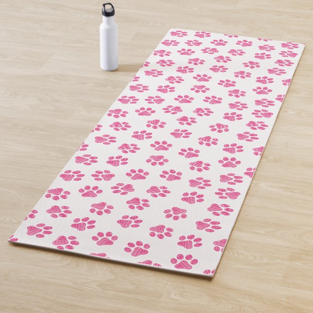 Doodle Paws, Dog Paws, Pink Paws Yoga Mat (In Situ)