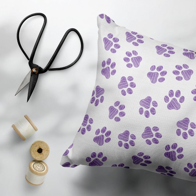 Doodle Paws, Dog Paws, Purple Paws Accent Pillow (Creator Uploaded)