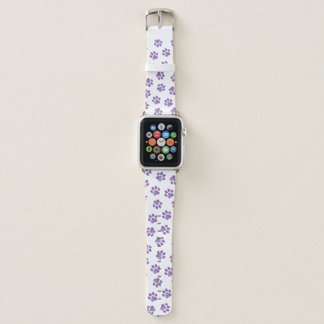 Doodle Paws, Dog Paws, Purple Paws Apple Watch Band (Front)