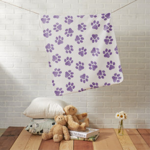 Doodle Paws, Dog Paws, Purple Paws Baby Blanket
