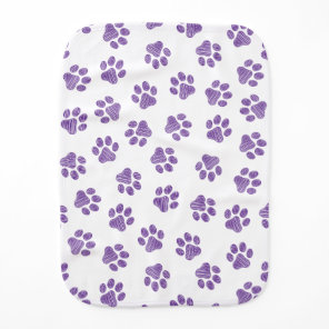 Doodle Paws, Dog Paws, Purple Paws Baby Burp Cloth