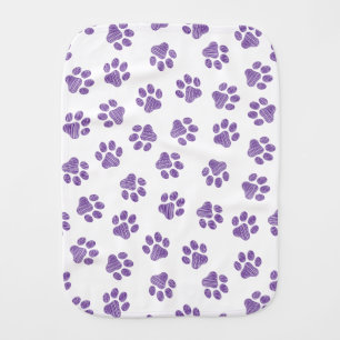 Doodle Paws, Dog Paws, Purple Paws Baby Burp Cloth