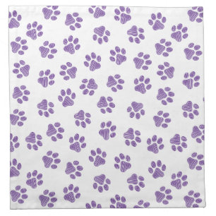 Doodle Paws, Dog Paws, Purple Paws Cloth Napkin