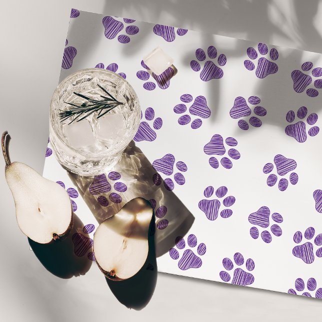 Doodle Paws, Dog Paws, Purple Paws Cloth Placemat (Creator Uploaded)