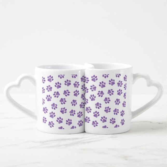 Doodle Paws, Dog Paws, Purple Paws Coffee Mug Set (Front Nesting)