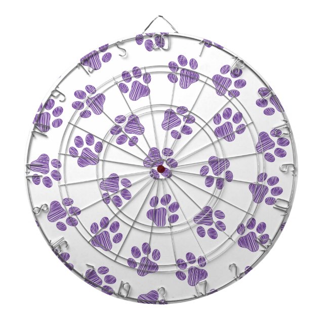 Doodle Paws, Dog Paws, Purple Paws Dart Board (Front)