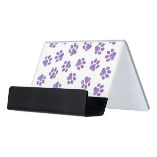 Doodle Paws, Dog Paws, Purple Paws Desk Business Card Holder