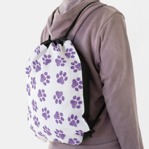 Doodle Paws, Dog Paws, Purple Paws Drawstring Bag