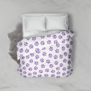 Doodle Paws, Dog Paws, Purple Paws Duvet Cover