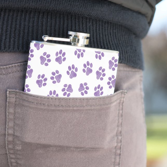 Doodle Paws, Dog Paws, Purple Paws Flask (In Situ)