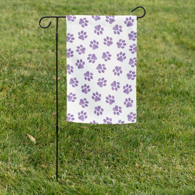 Doodle Paws, Dog Paws, Purple Paws Garden Flag (In SItu)