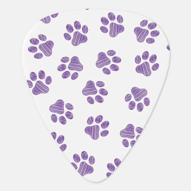 Doodle Paws, Dog Paws, Purple Paws Guitar Pick (Front)