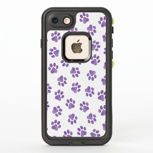 Doodle Paws, Dog Paws, Purple Paws LifeProof iPhone Case (Back)