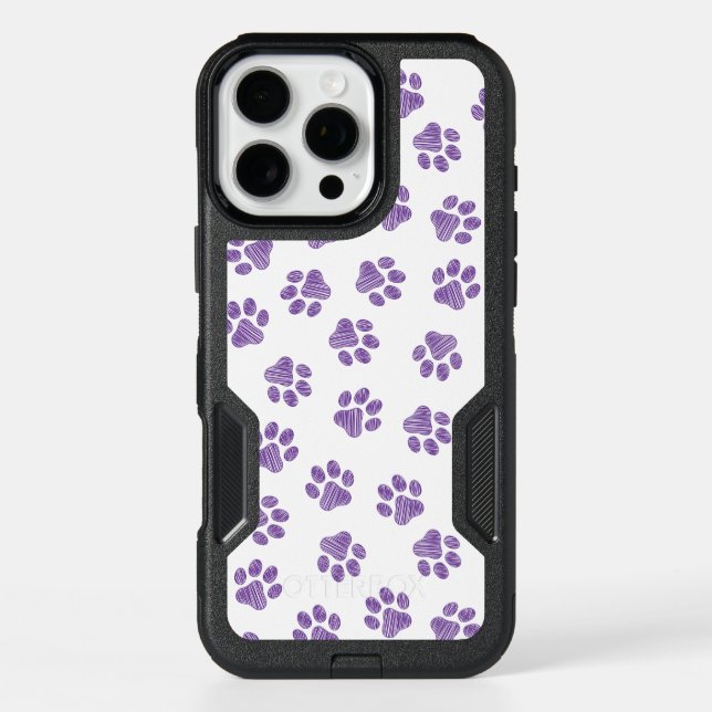 Doodle Paws, Dog Paws, Purple Paws Otterbox iPhone Case (Back)