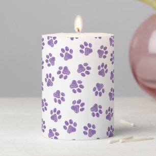 Doodle Paws, Dog Paws, Purple Paws Pillar Candle
