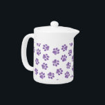 Doodle Paws, Dog Paws, Purple Paws Teapot<br><div class="desc">Cute,  fun and adorable pattern with doodle paws in purple color on white background. Modern and trendy gift,  perfect for the dog and cat lover in your life.</div>