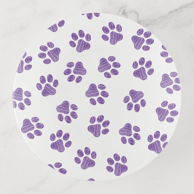 Doodle Paws, Dog Paws, Purple Paws Trinket Tray (Front)